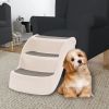 vidaXL Folding 3-Step Dog Stairs Cream 19.7"x15"x15" Plastic